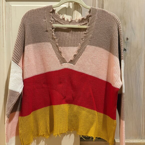 Oversized Fate Sweater with Distressed Hem - Picture 1 of 3